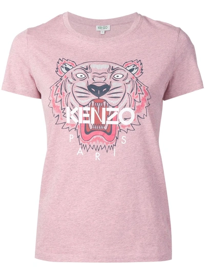 Kenzo Tiger Logo Printed T-shirt - 粉色 In Pink