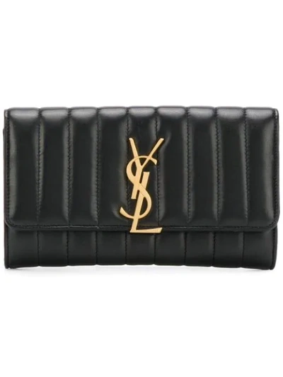 Saint Laurent Vicky Monogram Ysl Quilted Leather Continental Organizer Wallet, Black