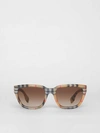 BURBERRY Vintage Check Detail Square Frame Sunglasses