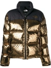The North Face Metallic Puffer Jacket In Gold