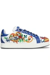 DOLCE & GABBANA DOLCE & GABBANA WOMAN PORTOFINO CRYSTAL-EMBELLISHED EMBROIDERED LEATHER SNEAKERS BLUE,3074457345618739941