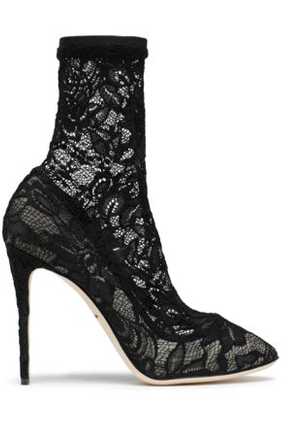 Dolce & Gabbana Woman Coco Stretch-lace Sock Boots Black