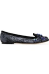 DOLCE & GABBANA WOMAN EMBELLISHED CORDED LACE BALLET FLATS NAVY,GB 14693524283672872