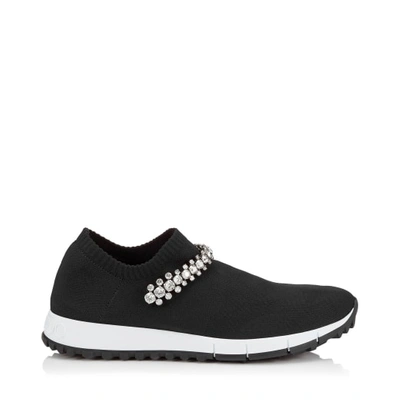 Jimmy Choo Verona Black Knit Trainers With Crystal Detailing