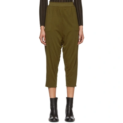 Raquel Allegra Green Sueded Baby Jersey Lounge Trousers In Army