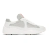 Prada America's Cup Leather And Metallic Mesh Sneakers In White