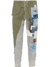 GREG LAUREN GREG LAUREN PATCHWORK SLIM LEG COTTON TRACK trousers - GREY