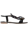 SOPHIA WEBSTER MULTICOLOURED RIVA BUTTERFLY APPLIQUE FLAT LEATHER SANDALS