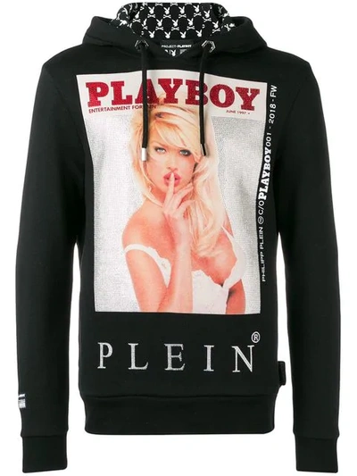 Philipp Plein X Playboy Printed Crystal Hoodie In Black