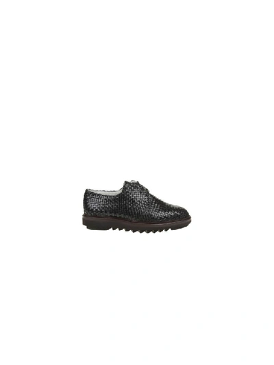 Dolce & Gabbana Laced Woven Leather Shoes In Black