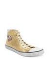 SAINT LAURENT Bedford Metallic Leather High-Top Sneakers