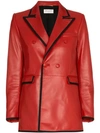 SAINT LAURENT SAINT LAURENT 真皮双排扣西装夹克 - 红色