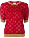 Gucci Metallic Cotton-blend Jacquard Sweater In Red