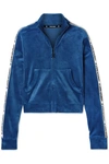 OPENING CEREMONY CROPPED INTARSIA-TRIMMED VELOUR JACKET