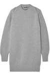 ALEXANDER WANG OVERSIZED ZIP-DETAILED RIBBED MERINO WOOL SWEATER