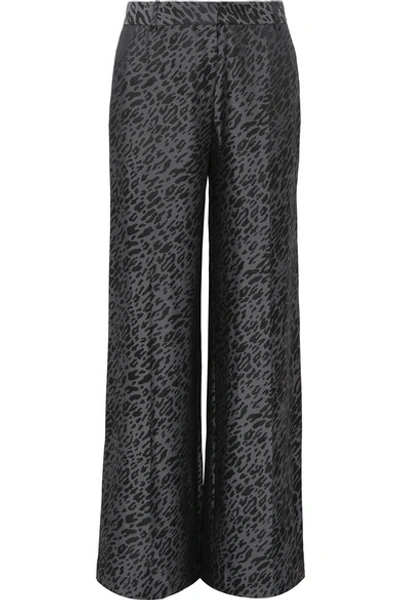 Equipment Arwen Silk-blend Jacquard Wide-leg Trousers In Black