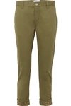 Current Elliott The Confidant Cotton-blend Twill Straight-leg Pants In Green