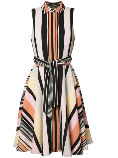 Badgley Mischka Striped Shirt Dress In Multicolor