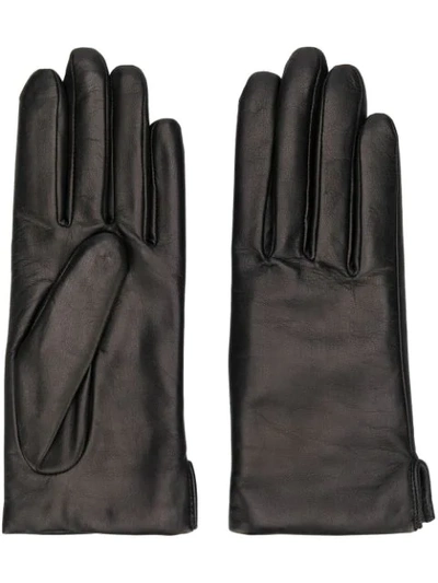 Agnelle Plain Leather Gloves - 黑色 In Black