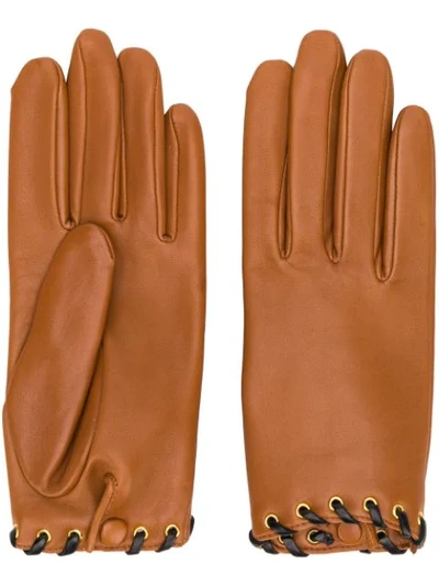 Agnelle Leather Gloves - 棕色 In Brown