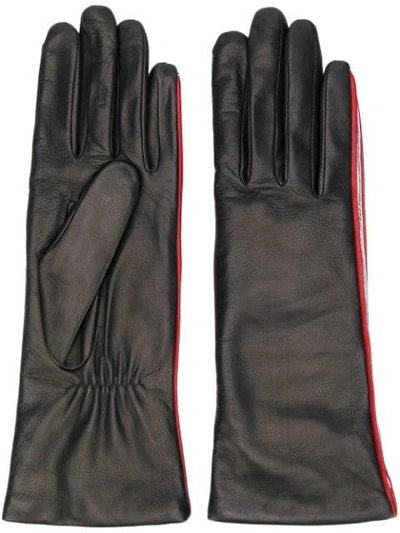 Agnelle Striped Detailed Gloves - 黑色 In Black