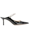 Jimmy Choo Bing 65 Embellished Suede Mules In Black