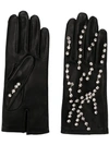 CHRISTOPHER KANE CHRISTOPHER KANE CRYSTAL EMBELLISHED LEATHER GLOVES - BLACK