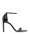 Stuart Weitzman Nudistsong Patent Ankle-wrap High-heel Sandals In Black Calf Leather