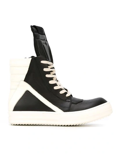 Rick Owens Woman Two-tone Leather Wedge High-top Sneakers Black
