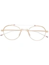 THOM BROWNE THOM BROWNE EYEWEAR ROUNDED CLEAR GLASSES - GOLD