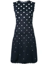 OSCAR DE LA RENTA SCALLOPED POLKA DOT SHIFT DRESS