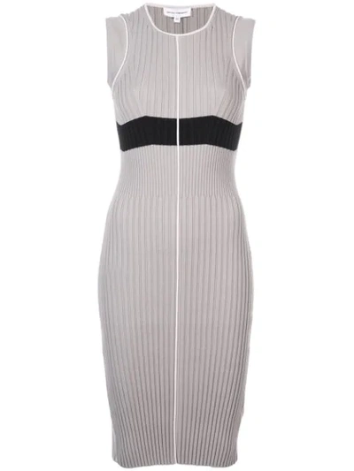 Narciso Rodriguez Ribbed Knit Fitted Dress - Neutrals