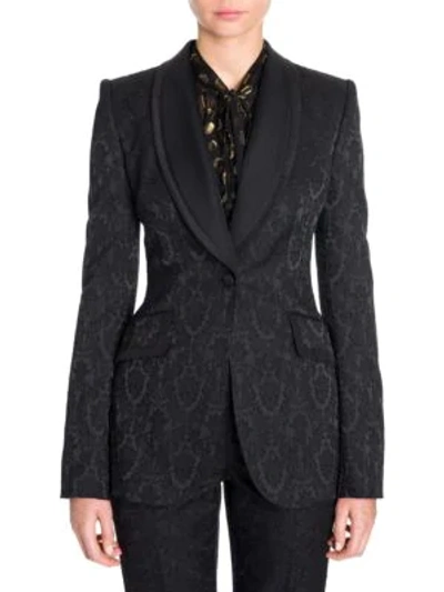 Dolce & Gabbana Jacquard Shawl Collar Blazer In Black