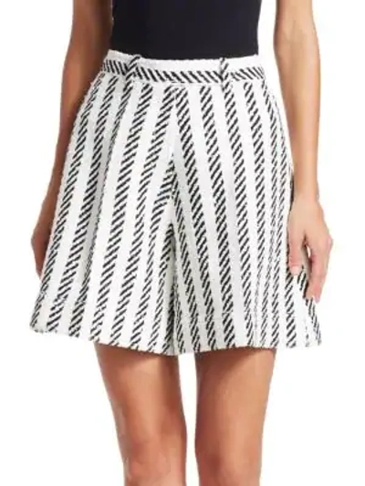 Oscar De La Renta Matching Stripe Skirt Shorts In White Black
