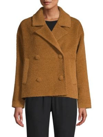 Eileen Fisher Wool Notched-collar Short Jacket, Regular & Petite In Dark Clay