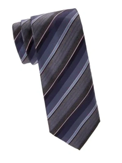 Brioni Stripe Woven Silk Tie In Light Blue