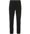 Adam Lippes Stretch Cady Cigarette Trousers With Pintuck In Black