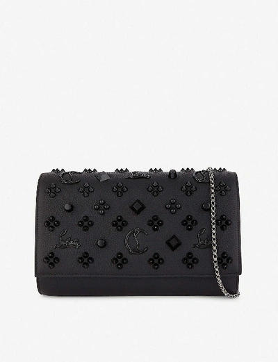 CHRISTIAN LOUBOUTIN WOMENS BLACK/ULTR PALOMA LEATHER CLUTCH BAG,10154786