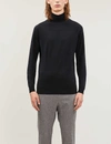 JOHN SMEDLEY JOHN SMEDLEY MENS BLACK CHERWELL TURTLENECK WOOL JUMPER,28805855