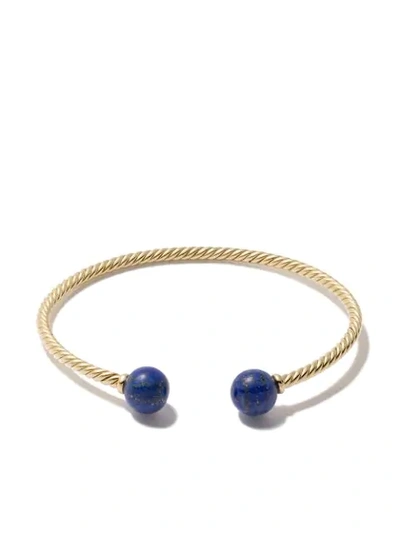 David Yurman 18kt Yellow Gold Solari Lapis Lazuli Bead Cuff Bracelet In 88bla