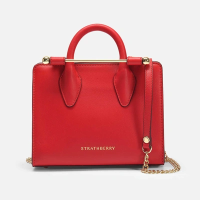 Strathberry Nano Leather Tote In Ruby