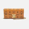 MCM Large Patricia Visetos Flap Wallet in Cognac Coated Canvas