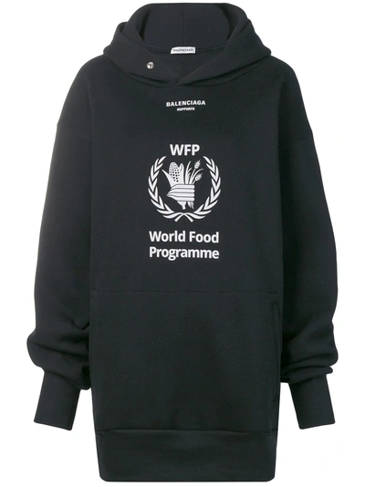 Balenciaga Wfp Embroidered Oversized Cotton Hoodie - Black