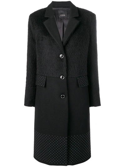 Pinko Stud Embellished Panel Coat In Black