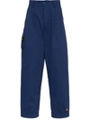 032C 032C PLEATED CARGO POCKET COTTON TROUSERS - BLUE