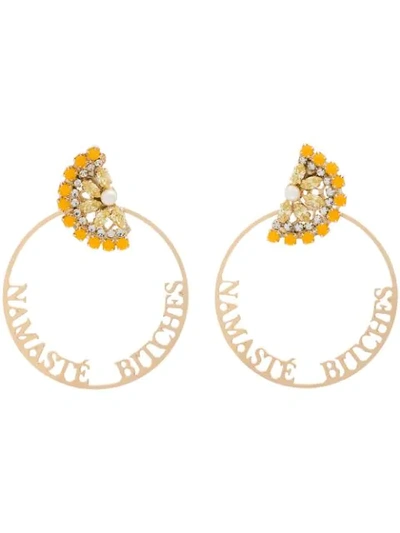 Anton Heunis Gold Metallic Namaste Swarovski Crystal Hoop Earrings