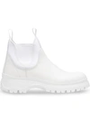 Prada Leather Chelsea Boots In White