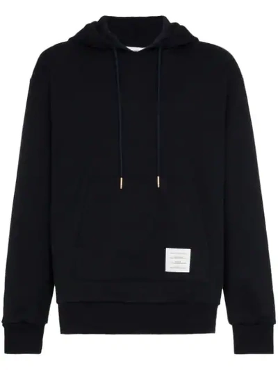 Thom Browne Grosgrain Band Cotton Jersey Hoodie In Navy