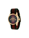 GUCCI GUCCI STRIPED BEE WATCH - 绿色