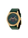GUCCI G-TIMELESS BEE PRINT LEATHER WATCH